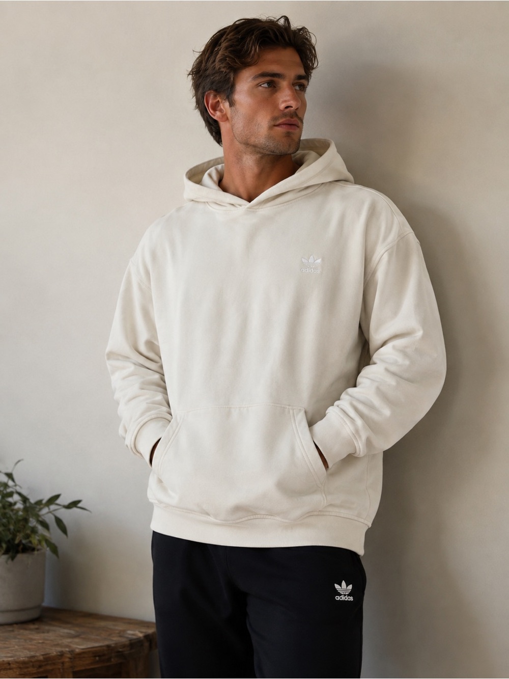 adidas Men’s Large Cream Logo Hoodie